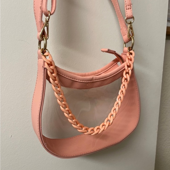 Clear Stadium Bag Pink Chain Strap Women's Bag - Picture 4 of 4